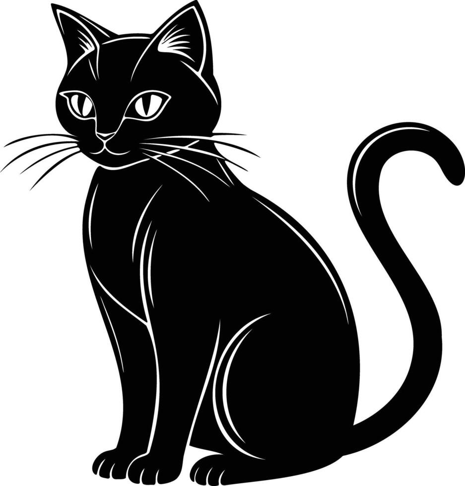 Black Cat Silhouette Satin