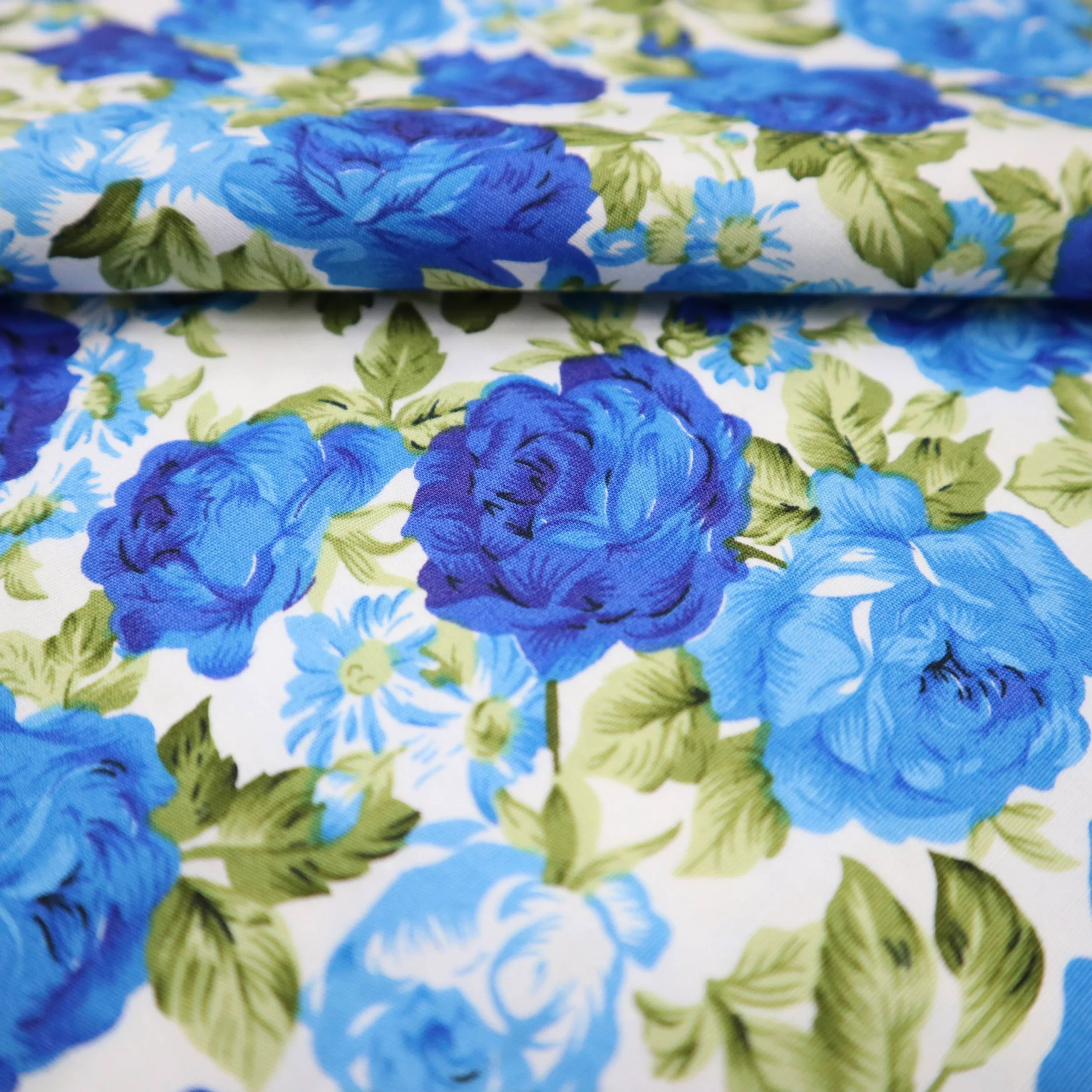 Classic Blue Rose Cotton Fabric