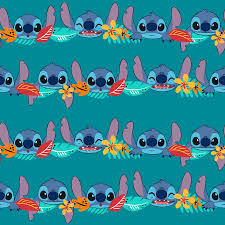 Disney Stitch Hibiscus Flower Cotton Blend Fabric