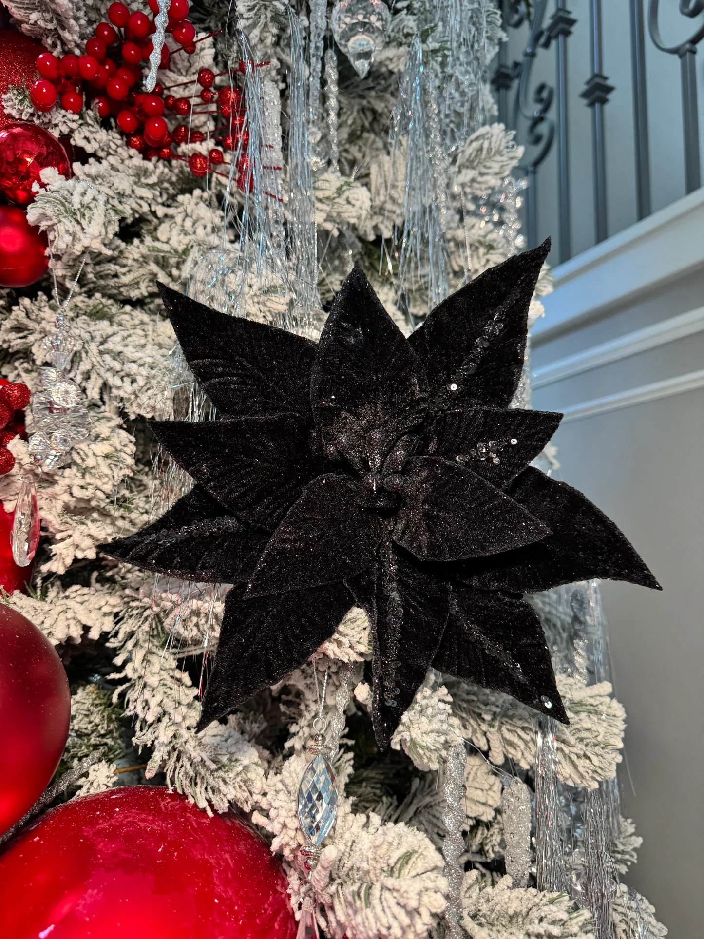 Elegant Christmas Poinsettia Velvet Fabric