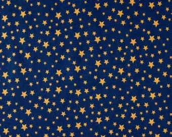 Luxe Metallic Gold Stars Cotton Fabric