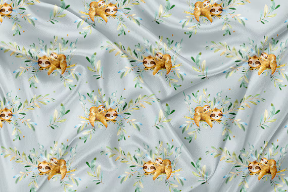 Watercolor Sloth Minky Fabric